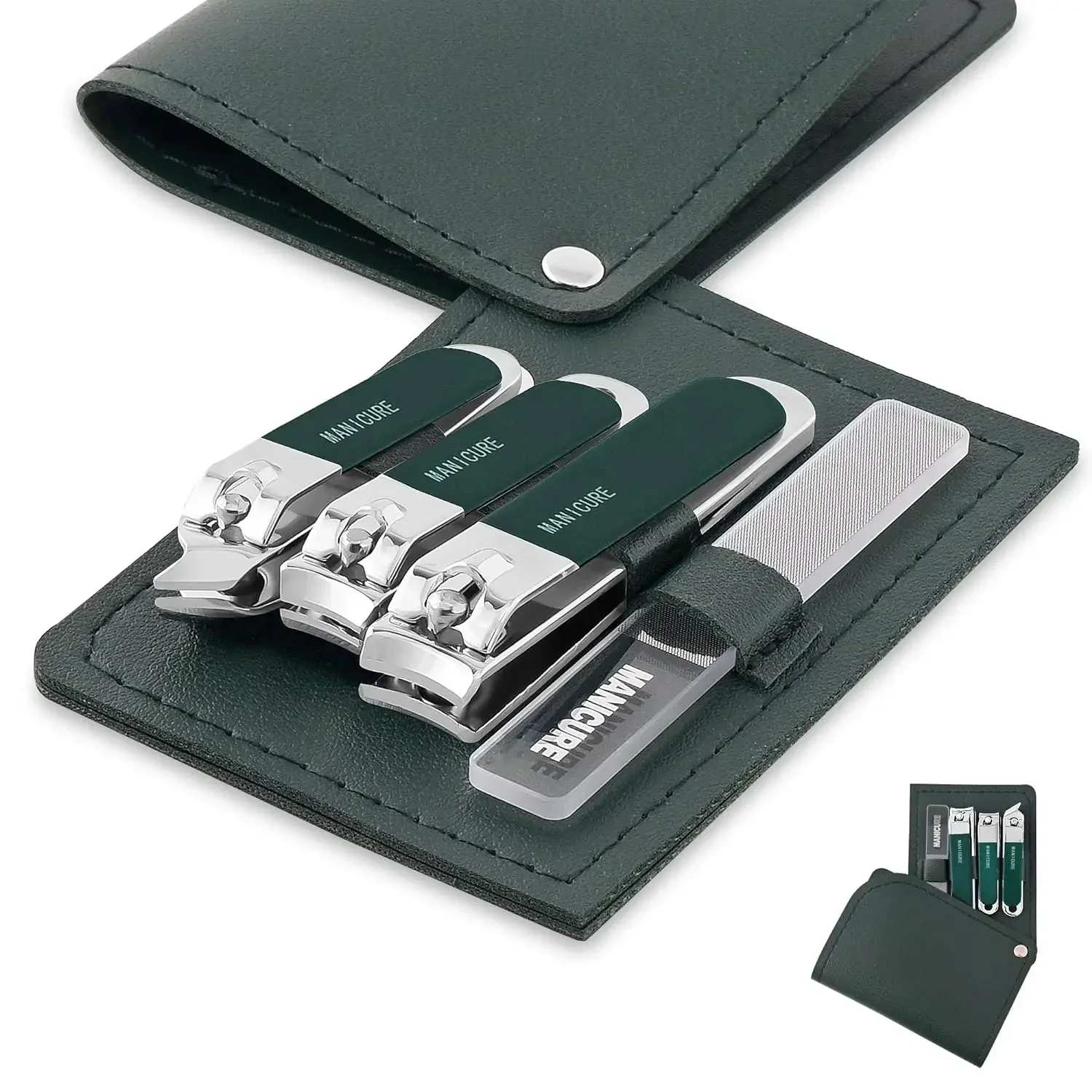 Mens Grooming Travel Kit - 4-delige stalen nagelknipperset, manicureset voor onderweg,