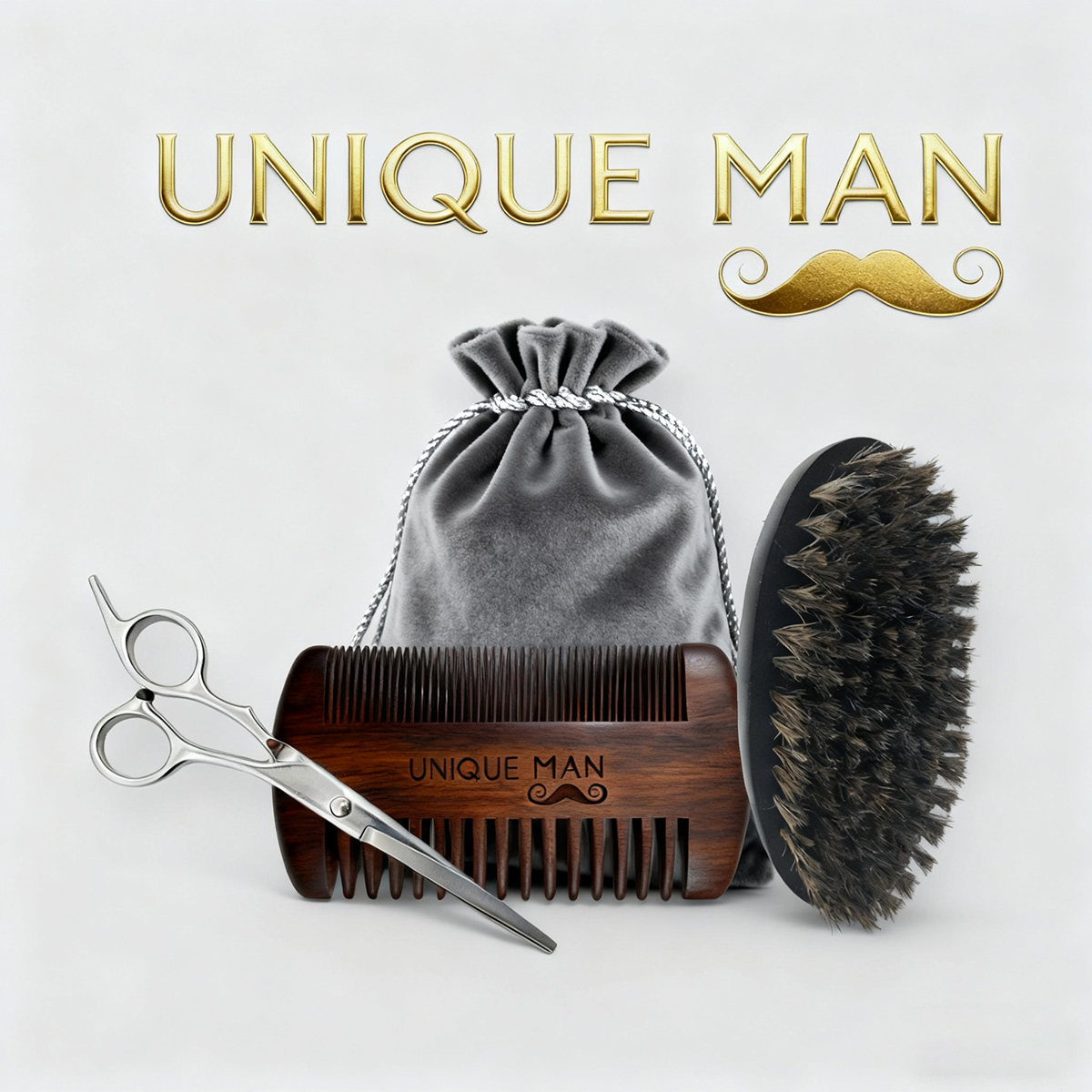 Grooming Kit - UNIQUE MAN baardset voor heren, zwarte
