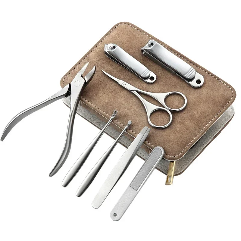 Mens Grooming Travel Kit - 8/12 stuks professionele manicureset roestvrijstalen nagelverzorgingsset